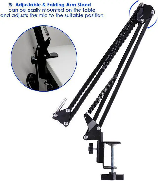 Alt view image 8 of 8 - Pro Condenser Microphone w/ Shock Mount Arm Stand Pop Filter For Recording Studio Stage