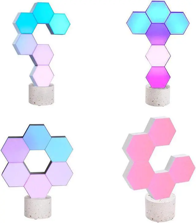 Alt view image 6 of 7 - Yescom Hexagon Smart Light Modular LED Panel DIY Voice Control WIFI 6 Pack Gifts