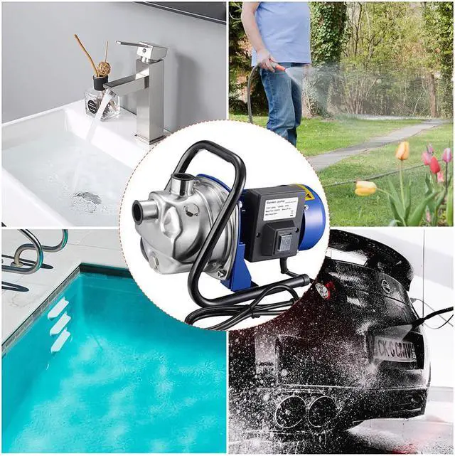 Alt view image 2 of 7 - 1200W Electric Water Booster Pump Stainless Steel Garden Sprinkler Pump Pool
