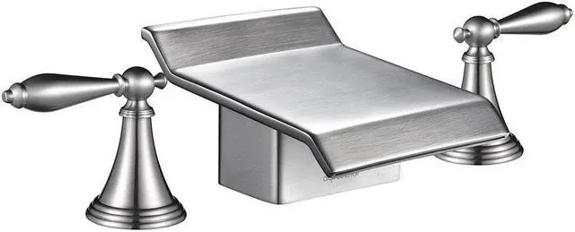 Alt view image 2 of 8 - Tall Brushed Nickel Widespread Bath Sink/Roman Tub Waterfall Faucet