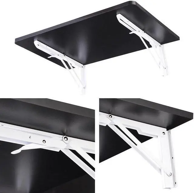 Alt view image 11 of 12 - Wall Mounted Floating Folding Computer Desk 23 5/8" x 15 3/4" 50lbs Weight Capacity PC Table Black