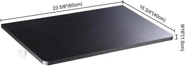 Alt view image 10 of 12 - Wall Mounted Floating Folding Computer Desk 23 5/8" x 15 3/4" 50lbs Weight Capacity PC Table Black