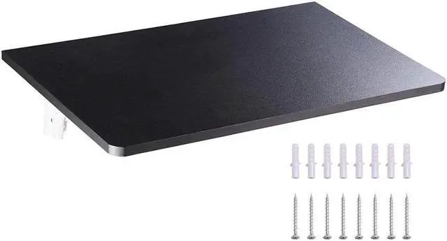 Alt view image 12 of 12 - Wall Mounted Floating Folding Computer Desk 23 5/8" x 15 3/4" 50lbs Weight Capacity PC Table Black