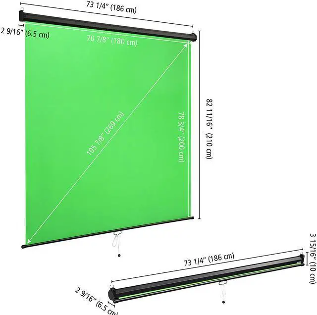 Alt view image 6 of 7 - Yescom Retractable Green Screen Backdrop Chromakey Wall Ceiling Mountable Pull Down
