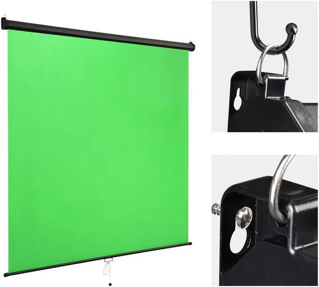 Alt view image 2 of 7 - Yescom Retractable Green Screen Backdrop Chromakey Wall Ceiling Mountable Pull Down