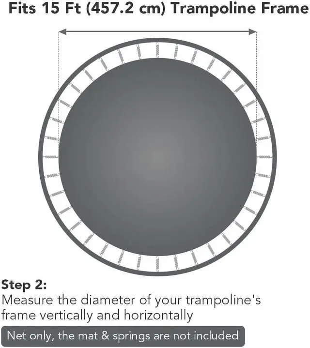 Alt view image 4 of 7 - Yescom Trampoline Round Enclosure Net 15Ft 8 Pole Fence Mesh Netting  Fits All Brands