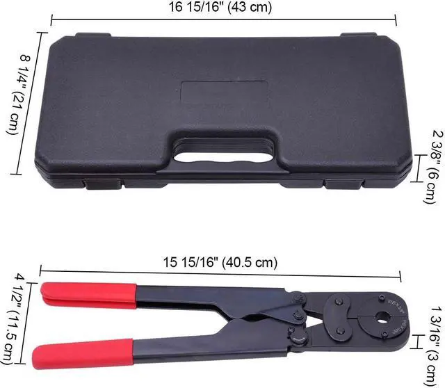 Alt view image 5 of 5 - 5in1 Pex Crimper Kit 3/8" 1/2" 5/8" 3/4" 1" Crimping Plumbing Copper Ring Tool