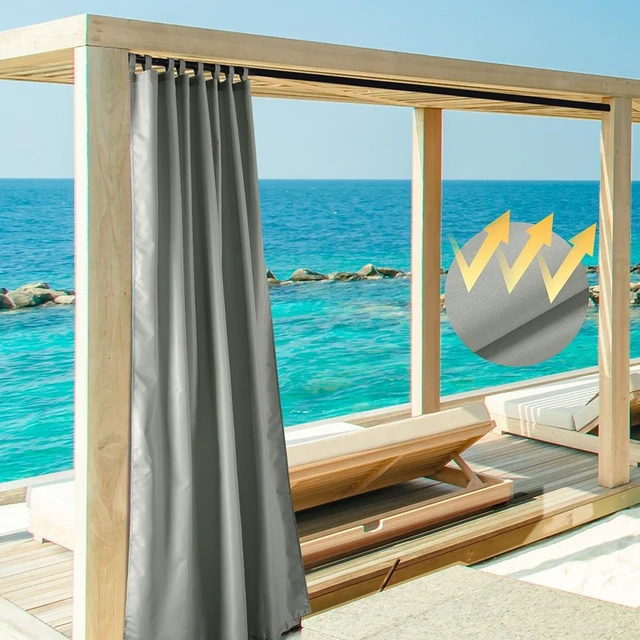 Alt view image 3 of 7 - Yescom 54"x120" Outdoor Curtain Drape Tab Top UV30+ Patio Pergola Backyard 1 Piece