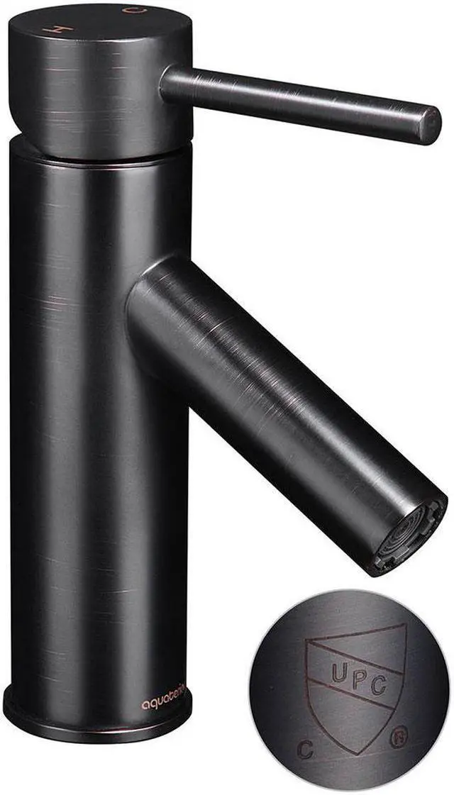 Alt view image 4 of 7 - Aquaterior® 1 Hole Bathroom Round Faucet Cold & Hot Water Tap for Under Mount Vessel Sink ORB DIY