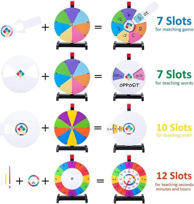 Alt view image 4 of 7 - WinSpin 12" Spin Wheel Teaching Aid Material Math Words Time Game Templates Kids