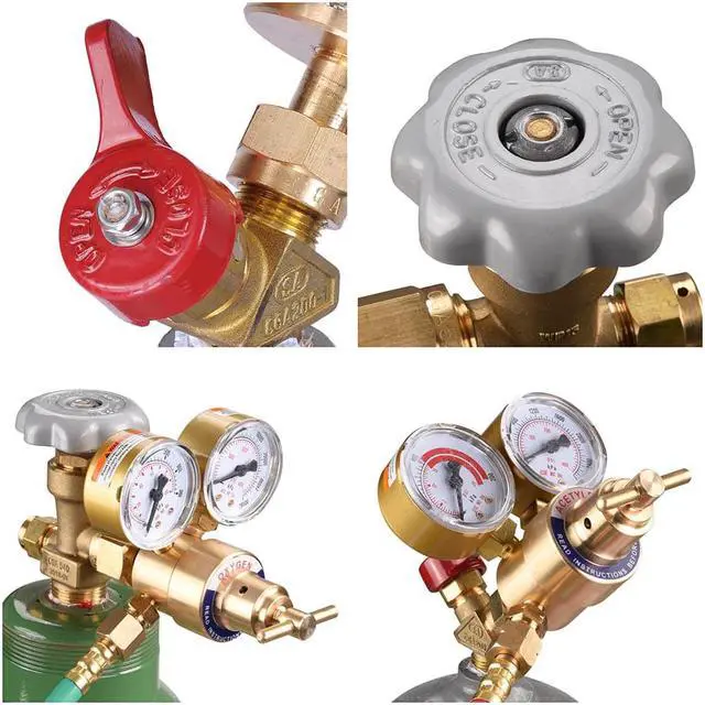 Alt view image 7 of 7 - Yescom DOT Oxy Acetylene Torch Kit Gas Tank Brazing Welding Cutting Black Holder Gauge Portable Brass Nozzle Long Pipe Goggles Heavy Duty Oxygen Welder Tool Set
