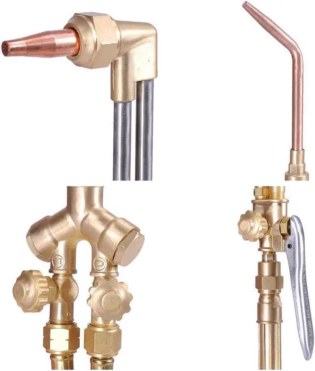 Alt view image 6 of 7 - Yescom DOT Oxy Acetylene Torch Kit Gas Tank Brazing Welding Cutting Black Holder Gauge Portable Brass Nozzle Long Pipe Goggles Heavy Duty Oxygen Welder Tool Set