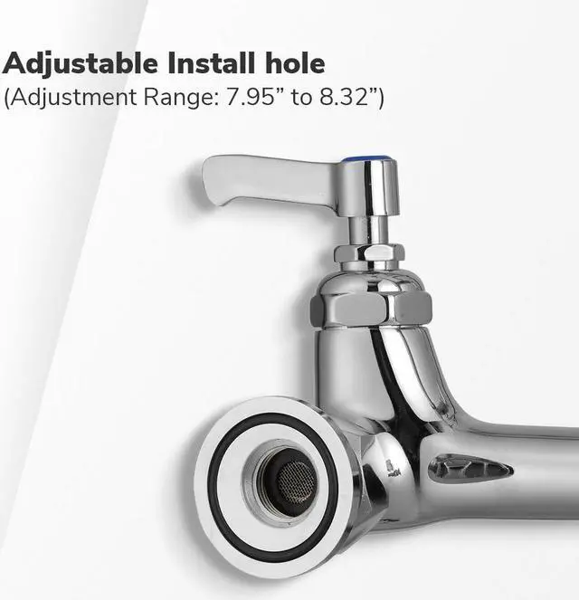 Alt view image 11 of 13 - Aquaterior® Chrome Commercial Kitchen Restaurant 8" Center Splashmount Pre-Rinse Faucet CUPC NSF