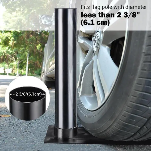 Alt view image 3 of 7 - Yescom Flag Pole Tire Mount Portable Metal Tailgate Camping 20ft 25ft 30ft Adjustable Flagpole Holder Black