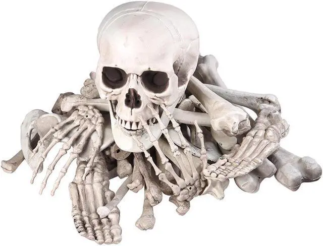 Main image of Bag of Skeleton Bones Skull 28pcs Set Props Horror Halloween Party Decoration 2025