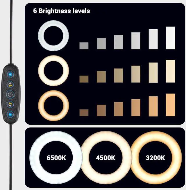 Alt view image 2 of 7 - Yescom 7" Dual LED Ring Light Dimmable with Stand Phone Holder for Makeup Selfie Vlog
