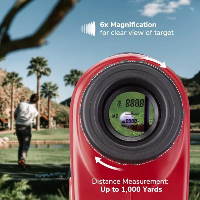 Alt view image 2 of 7 - Yescom 1000 Yards 6x Golf Rangefinder Accurate Scan Flag-lock Speed Slope Angle Hunting