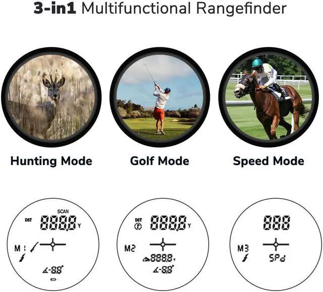 Alt view image 6 of 7 - Yescom 1000 Yards 6x Golf Rangefinder Accurate Scan Flag-lock Speed Slope Angle Hunting