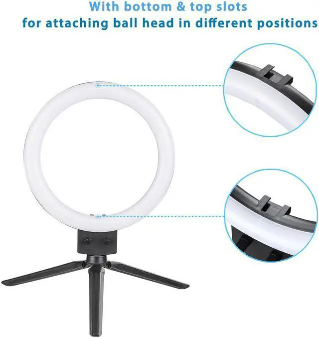 Alt view image 6 of 7 - 8" Dimmable LED Ring Light Floor Table Stand USB w/ Phone Holder Selfie Stick for Makeup Live Stream