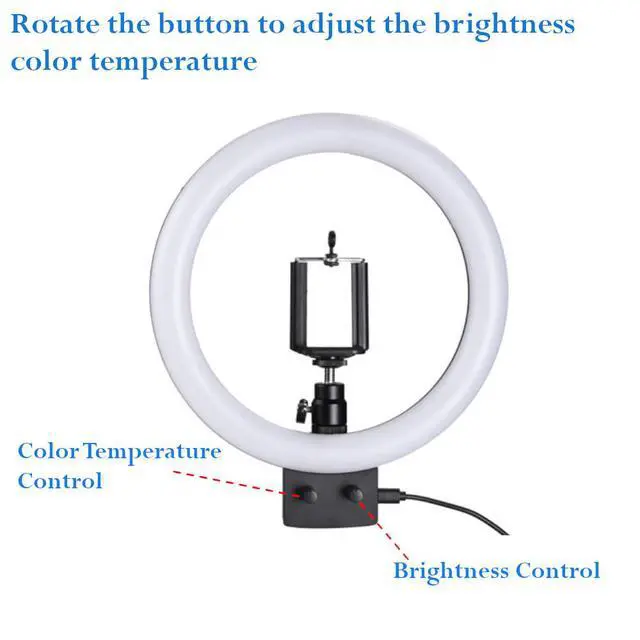 Alt view image 5 of 7 - 8" Dimmable LED Ring Light Floor Table Stand USB w/ Phone Holder Selfie Stick for Makeup Live Stream