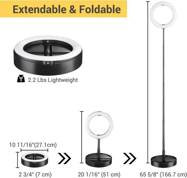 Alt view image 4 of 6 - Yescom 2 Pack 10" Folded Selfie LED Ring Light Portable Dimmable for Makeup YouTube