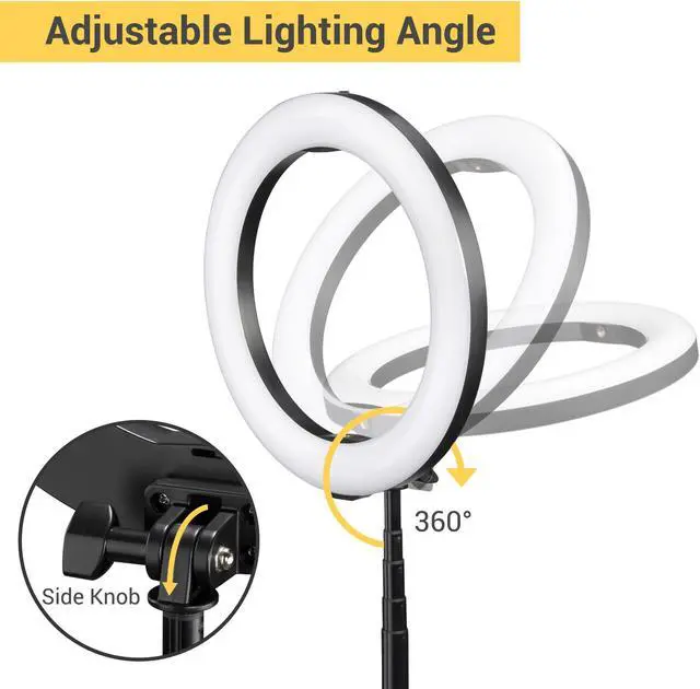 Alt view image 7 of 7 - 8" Dimmable LED Ring Light Floor Table Stand USB w/ Phone Holder Selfie Stick for Makeup Live Stream