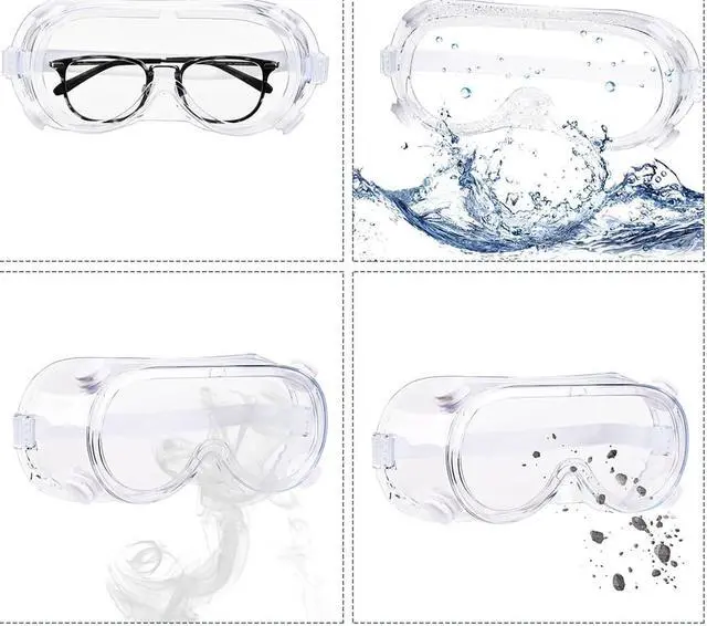 Alt view image 4 of 7 - Yescom 1 Pair Disposable Safety Goggles Glasses Anti Fog Protective Eyewear Clear Lens