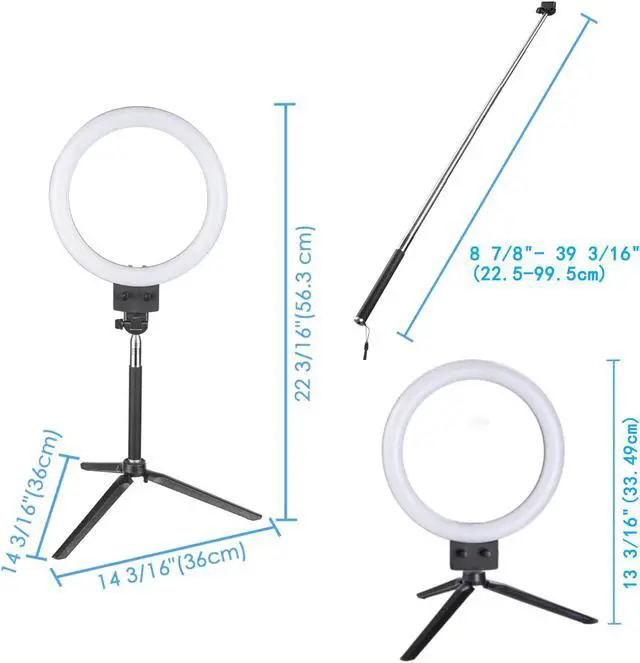 Alt view image 7 of 7 - 8" Dimmable LED Ring Light Floor Table Stand USB w/ Phone Holder Selfie Stick for Makeup Live Stream