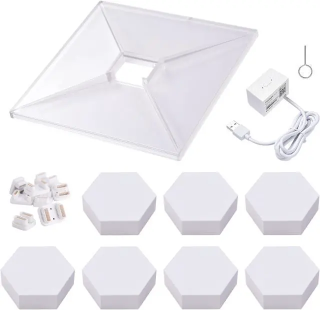 Alt view image 3 of 7 - Yescom 7 Packs Hexagon Smart Light Modular LED Voice Control WIFI Décor Bar Bedroom Gifts