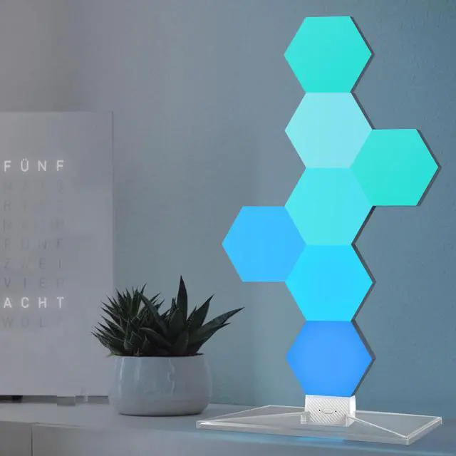 Alt view image 7 of 7 - Yescom 7 Packs Hexagon Smart Light Modular LED Voice Control WIFI Décor Bar Bedroom Gifts