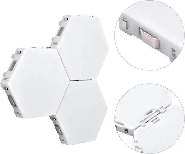 Alt view image 3 of 7 - Yescom APP Control WiFi Hexagon LED Light Kit 14 Blocks & Base w/Alexa Google Home Game Room Decoration