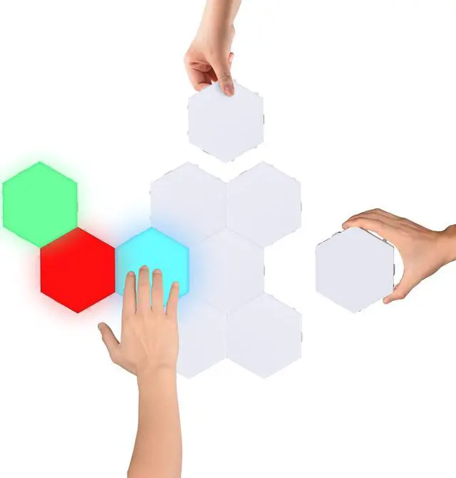 Alt view image 4 of 7 - Yescom 40 Block Smart LED Hexagon Light Panel Touch Sensitive Magnetic Wall Mount DIY Gifts