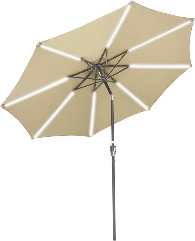 Alt view image 2 of 7 - Yescom 10 Ft Solar Powered Patio Umbrella with Tilt and Crank Outdoor Café Poolside