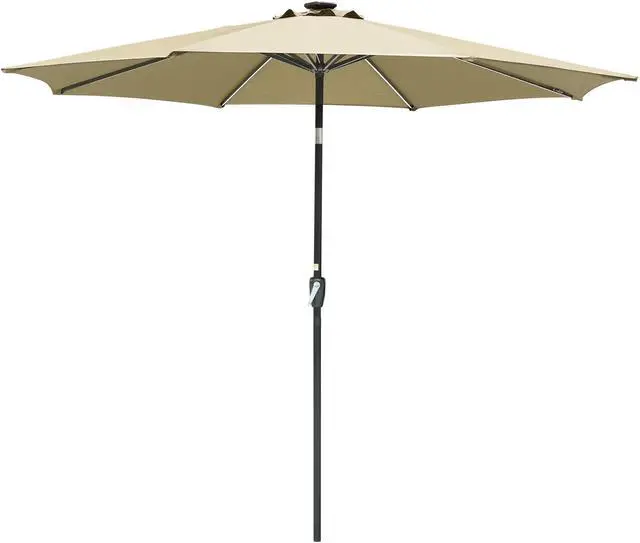 Alt view image 6 of 7 - Yescom 10 Ft Solar Powered Patio Umbrella with Tilt and Crank Outdoor Café Poolside