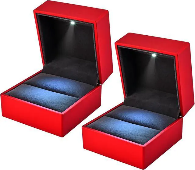 Alt view image 2 of 7 - Yescom Heart Shape LED Ring Box Jewelry Wedding Engagement Proposal Light Case 2 Pack