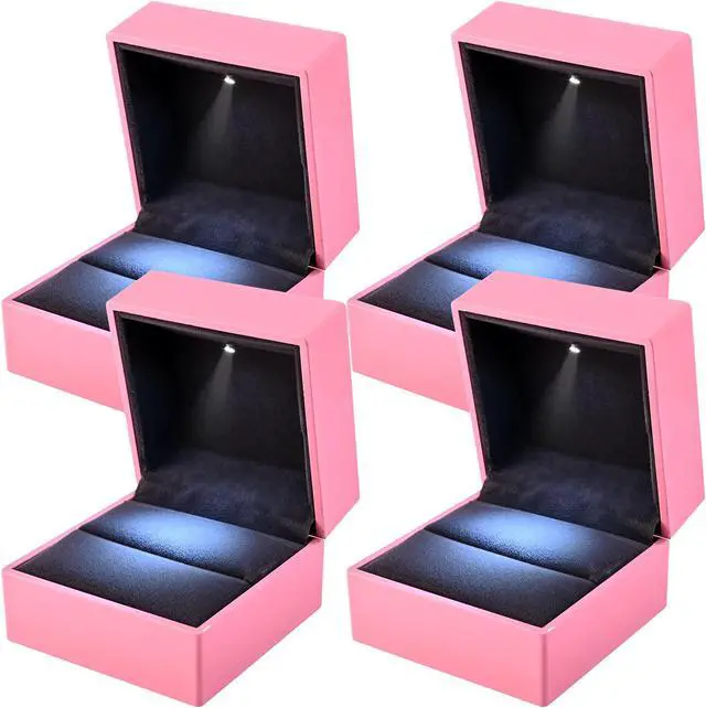 Alt view image 2 of 7 - Yescom LED Ring Box Jewelry Wedding Engagement Proposal Lighted Pin Storage Case 4 Pack