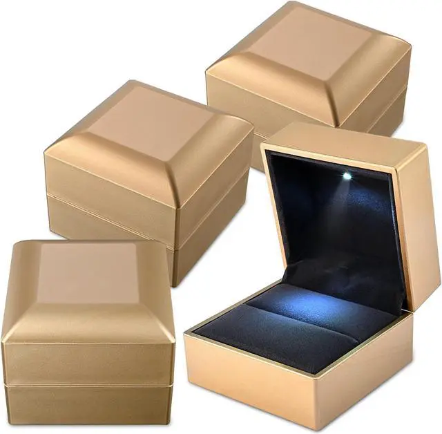 Main image of Yescom LED Ring Box Jewelry Wedding Engagement Proposal Lighted Pin Coin Case 4 Pack