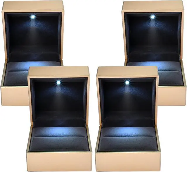 Alt view image 3 of 7 - Yescom LED Ring Box Jewelry Wedding Engagement Proposal Lighted Pin Coin Case 4 Pack