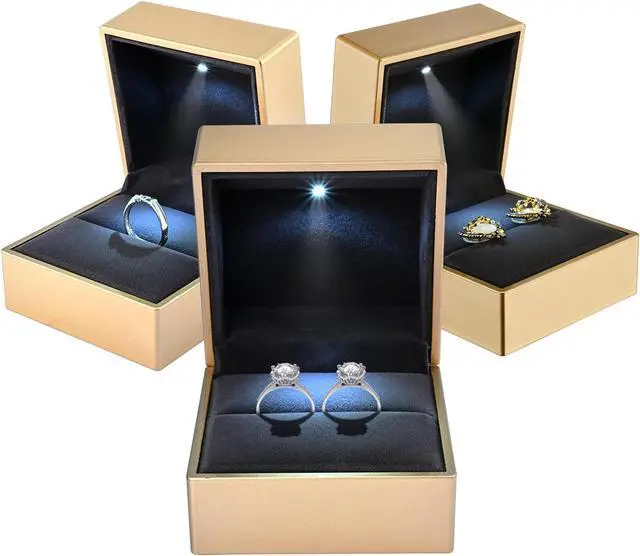 Alt view image 6 of 7 - Yescom LED Ring Box Jewelry Wedding Engagement Proposal Lighted Pin Coin Case 4 Pack