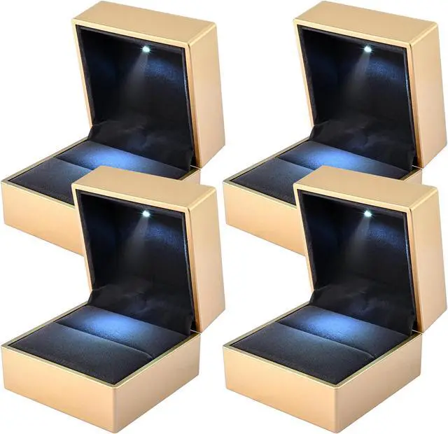 Alt view image 2 of 7 - Yescom LED Ring Box Jewelry Wedding Engagement Proposal Lighted Pin Coin Case 4 Pack
