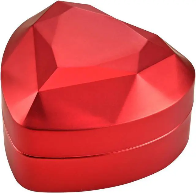 Alt view image 3 of 7 - Yescom Heart Shape LED Lighting Ring Box Jewelry Wedding Engagement Proposal Case Red