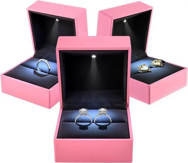 Alt view image 6 of 7 - Yescom LED Ring Box Jewelry Wedding Engagement Proposal Lighted Pin Storage Case 4 Pack