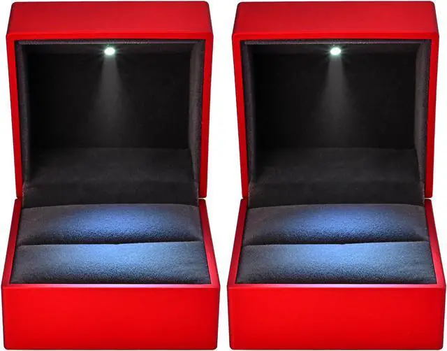 Alt view image 3 of 7 - Yescom Heart Shape LED Ring Box Jewelry Wedding Engagement Proposal Light Case 2 Pack