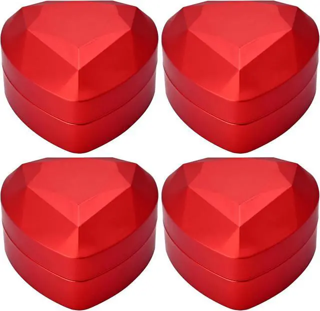 Alt view image 5 of 7 - Yescom Heart Shape LED Ring Box Jewelry Wedding Engagement Proposal Light Case 4 Pack