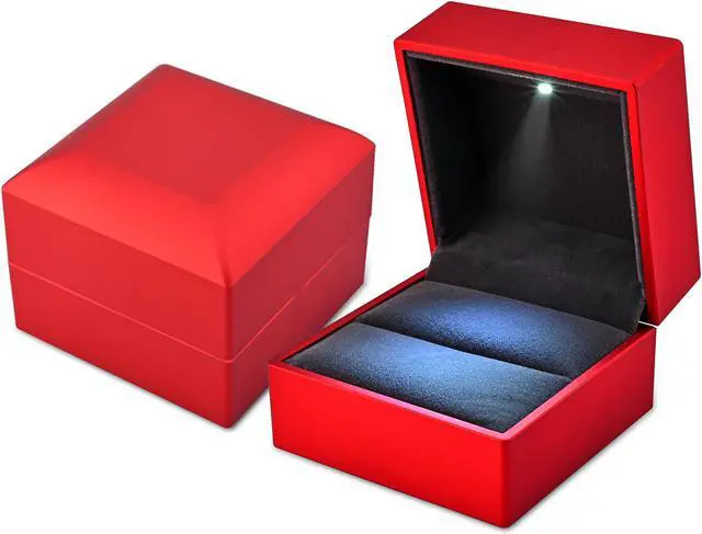 Main image of Yescom Heart Shape LED Ring Box Jewelry Wedding Engagement Proposal Light Case 2 Pack