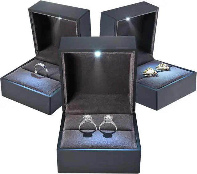 Alt view image 5 of 7 - Yescom LED Ring Box Jewelry Wedding Engagement Proposal Lighting Ear Ring Storage Case