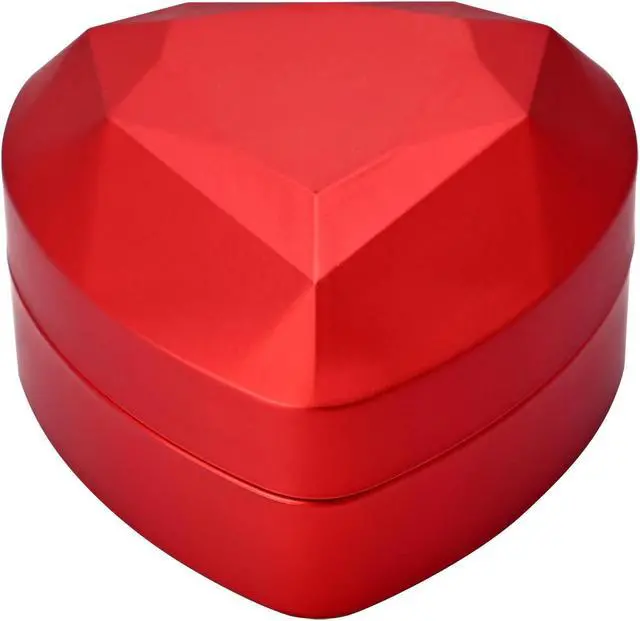 Alt view image 4 of 7 - Yescom Heart Shape LED Lighting Ring Box Jewelry Wedding Engagement Proposal Case Red