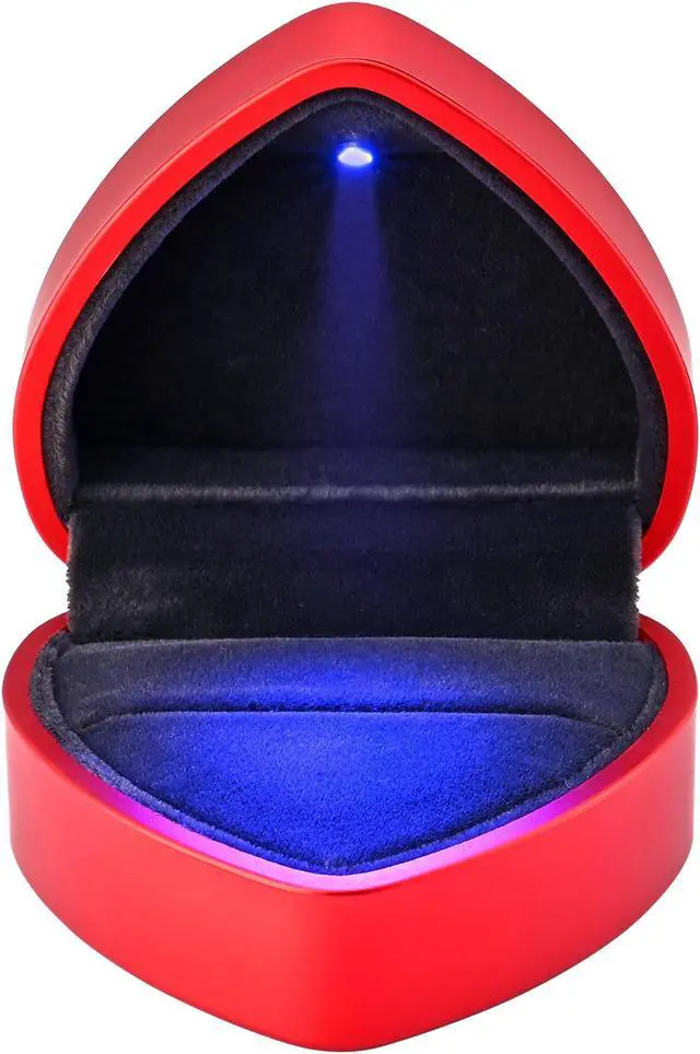 Alt view image 2 of 7 - Yescom Heart Shape LED Lighting Ring Box Jewelry Wedding Engagement Proposal Case Red