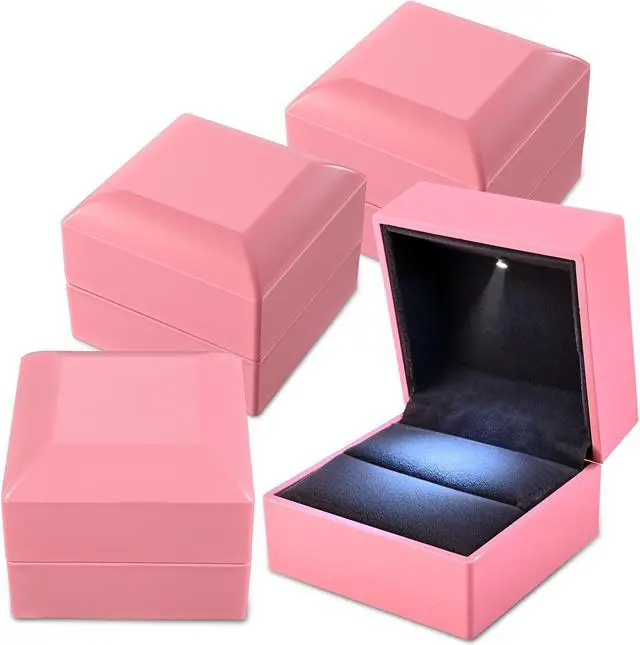 Main image of Yescom LED Ring Box Jewelry Wedding Engagement Proposal Lighted Pin Storage Case 4 Pack