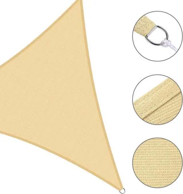 Alt view image 5 of 7 - Yescom 2 Pack 11 Ft 97% UV Block Triangle Sun Shade Sail Canopy Outdoor Pool Lawn Deck